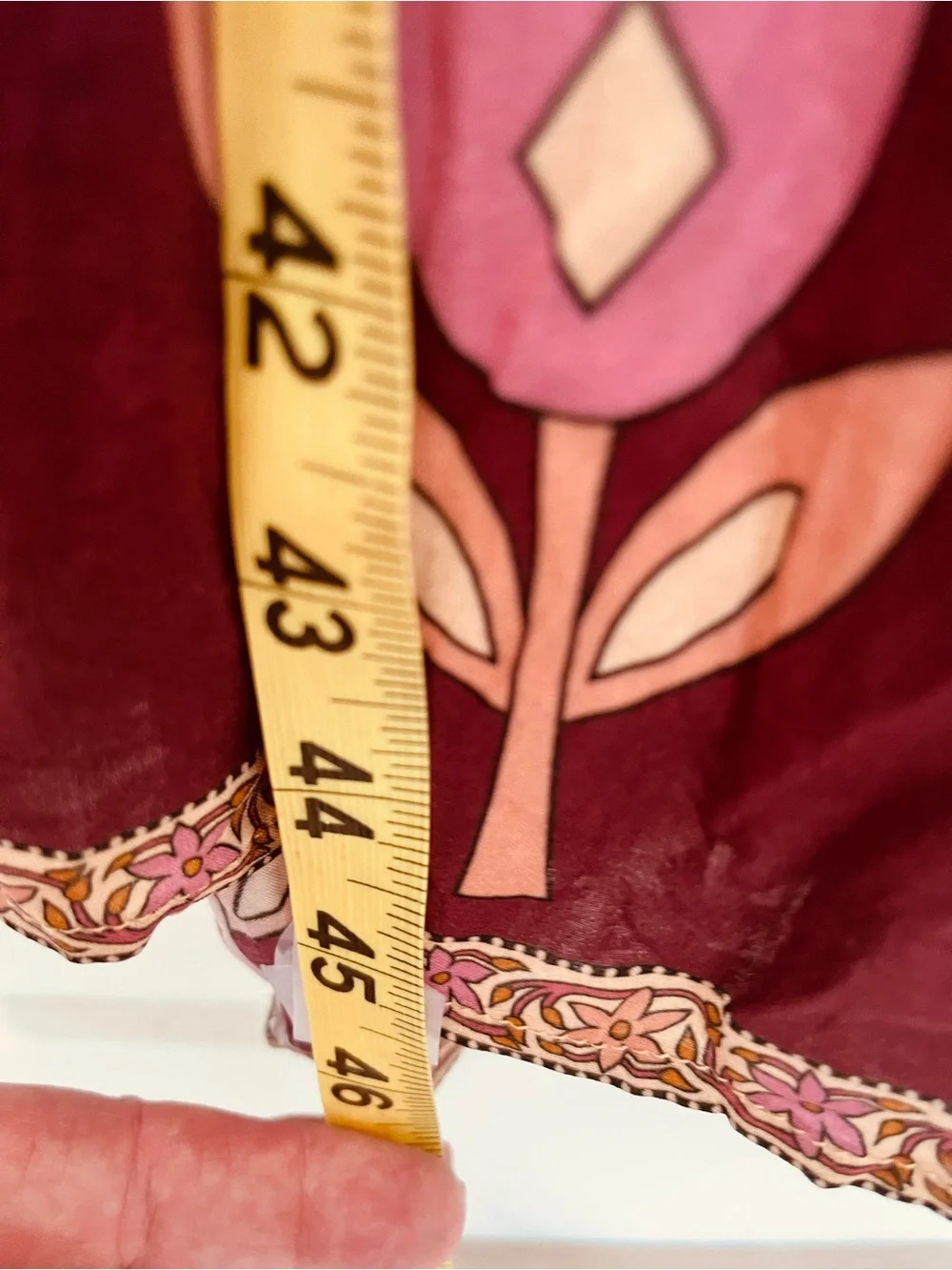 Spell Floral Boho/Gypsy Tiered Spaghetti Strap Maxi Dress - Pink Burgundy Cream - Picture 12 of 12